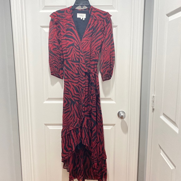 Ba&sh Selena crimson zebra print dress. - Picture 6 of 16